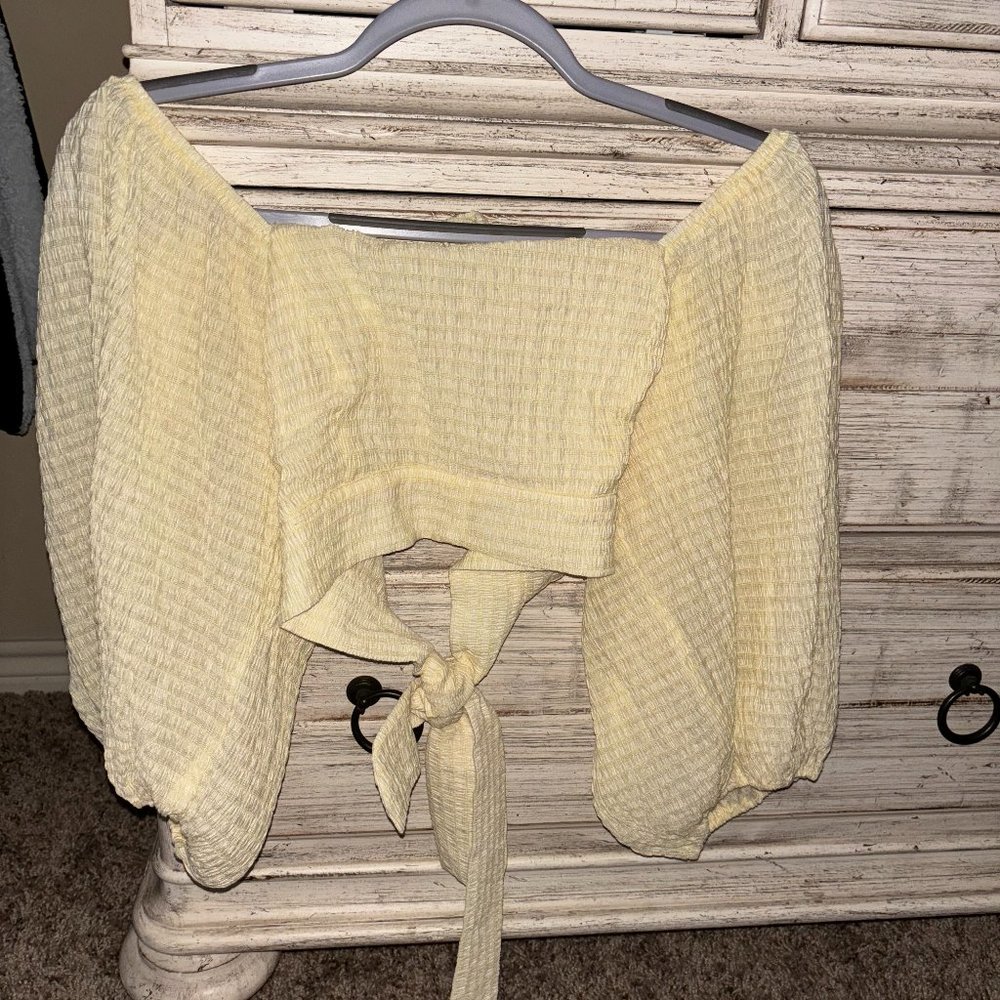 Pastel Yellow Crop top with open back!